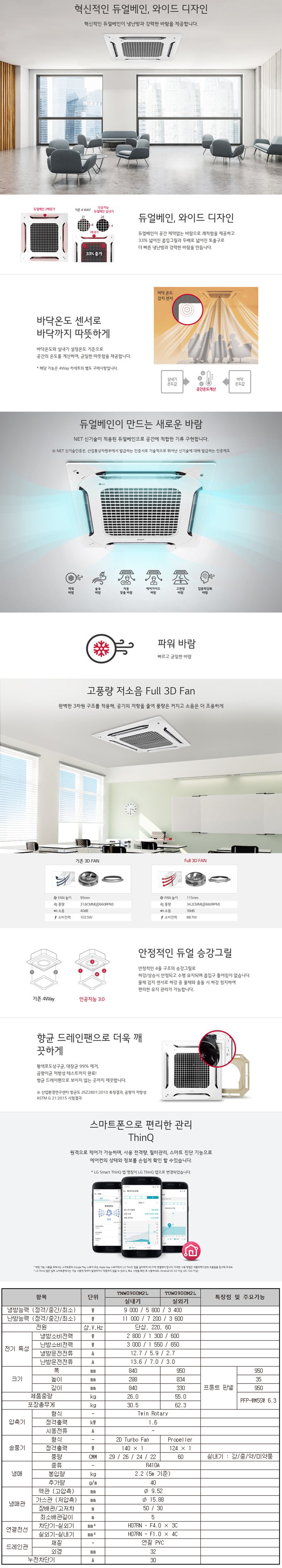 LG_상업용 냉난방기_25평형천정형_4WAY_TW0900M2L 상세 이미지 1