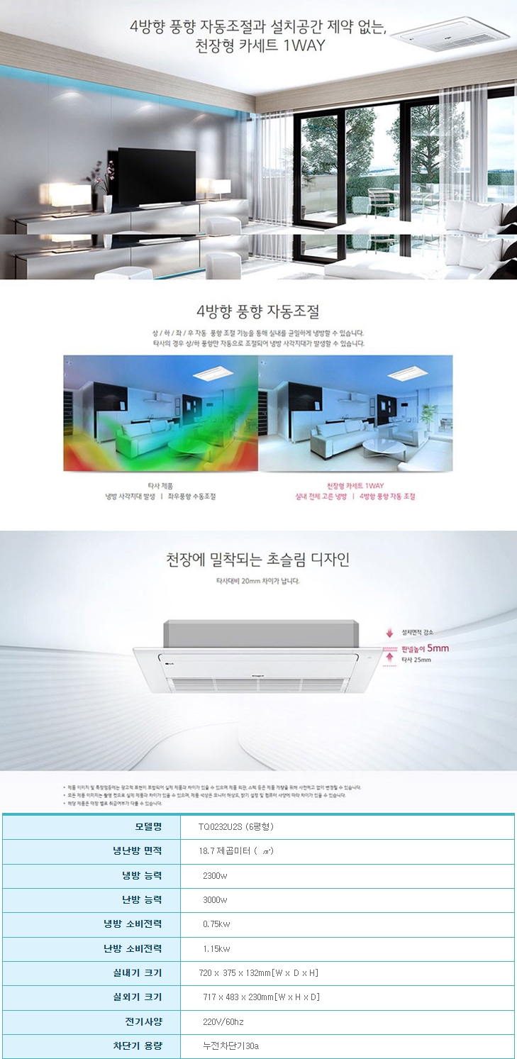 LG_상업용 에어컨_6평형천정형_1WAY_TQ0232U2S 상세 이미지 1